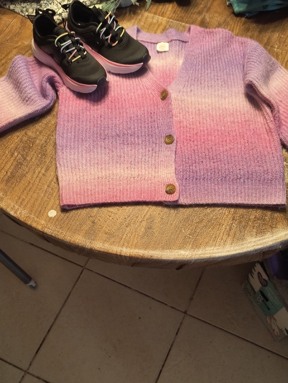 wonder nation Pink to Lavender Ombre Knit Cardigan